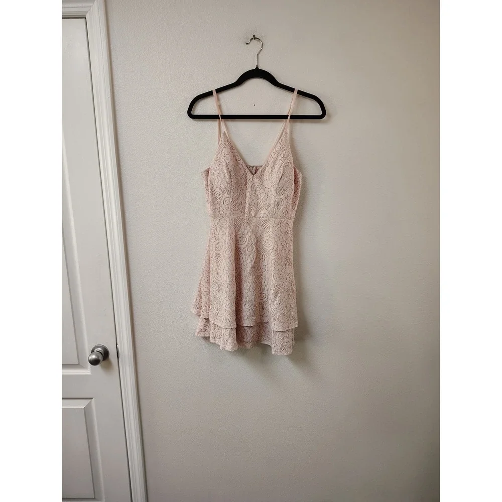 Speechless Womens Blush Pink Floral‎ Lace Tiered Fit and Flare Cocktail Dress 5